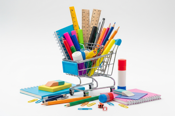 School Supplies In A Shopping Cart 600X400